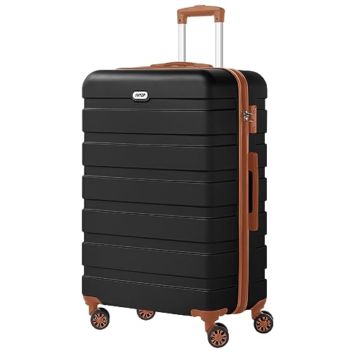 Image of AnyZip Luggage PC ABS Hardside Lightweight Suitcase with 4 Universal Wheels TSA Lock 20 24 28 Inch, Black Brown, 28 inch Checked-Large, Spinner Wheels