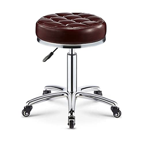MOMOBC Taburete con Ruedas, Taburete neumático para mecánico, Asiento Ajustable para Taller, Silla Redonda móvil de Baja Altura (Color: Gris Oscuro), Talla única, Gris Oscuro (marrón Rojizo).