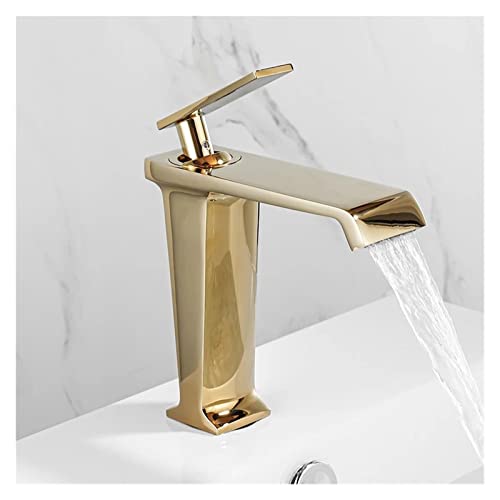 Robinet de lavabo noir et or mitigeur salle de bain eau chaude froide - 5