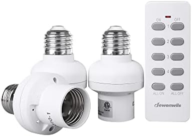 DEWENWILS Remote Control Light Bulb Socket, Wireless Light Socket Switch Kit, Remote Light Socket E26/E27 Base for Pull Chain Light Fixture, No Wiring, ETL Listed(1 Remote+3 Sockets)