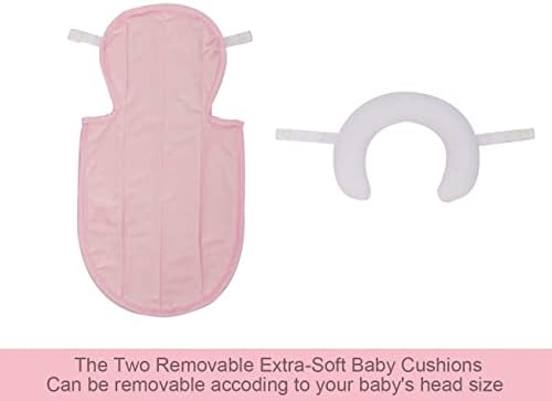 INFANZIA New 2-in-1 Head & Body Supports for Baby Newborn Infants - Extra Soft Stroller Cushion Pads Car Seat Insert, Prefect for All Seasons, Pink