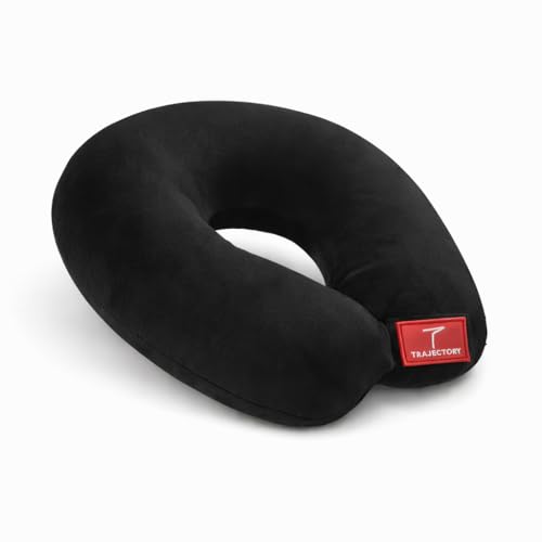 Trajectory Travel Neck Pillow for Travelling and Sleeping in Airplane Flight, Cab, Car, Train, Bus for Men and Women Black (As seen on Shark Tank)