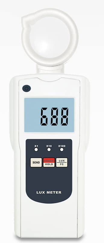 Lux Meter Illuminometer Light Meter Illuminance Luminosity Brightness Tester Detector Instrument with Measuring Range 0-500,000 Lux/0-5,000 FC Resolution 1