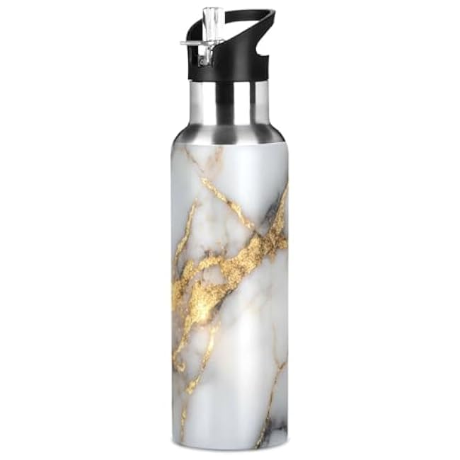 ALAZA Fire Rainbow Dragon Water Bottle with Straw Lid Vacuum Insulated Stainless Steel Thermo Flask Water Bottle 20oz