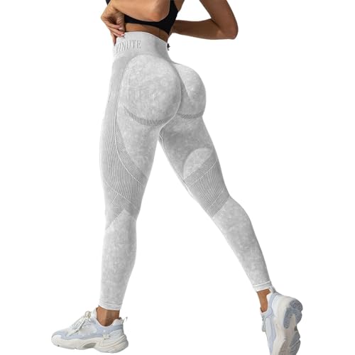 Generisch 2025-3D Compresión Celulitis Adelgazar Leggings Mujer Alto Tamaño Sin Costuras Push Up Pantalones Deportivos Opacos Para Yoga Y Fitness Danza Del Vientre, Gris claro., L