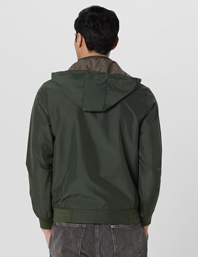 Image of Qube By Fort Collins Men's Polyester Standard Length Regular Fit Reversible Winter Jacket with Ribbed Cuffs & Hood - Warm, Stylish & Versatile
