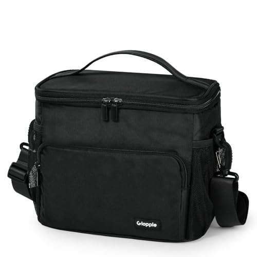Gloppie Flight Crew Lunch Bag with Luggage Trolley Sleeve - Professional Insulated Cooler Bag for Flight Attendants & Pilots, Leakproof Lunch Box with Reinforced Structure for Travel & Work, Black