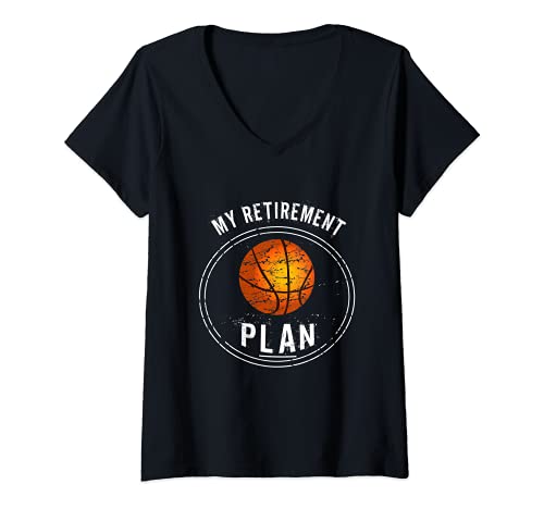 Womens My Retirement Plan basketball gift V-Neck T-Shirt, Black