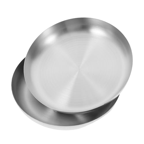 FUNOMOCYA Elegant Round Metal Serving Trays Stainless Steel Dishes for Dinner Snack Eating Dishes