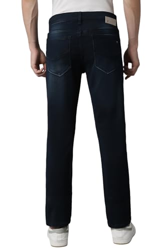 Image of Louis Philippe Men's Slim Fit Mid Rise All Day Comfort, Premium Twill Jeans