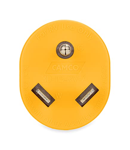 Camco Power Grip Camper/Rv 30Am/15Af Electrical Adapter | Easy Connection Of Standard 30-Amp Power Pedestals To Fit A Standard Residential Plug | Allows For Easy Outlet Removal (55233),Yellow|Yellow #TOP3
