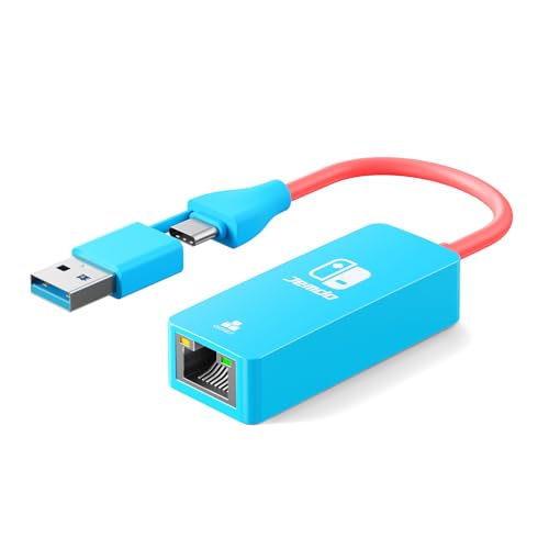 JEMDO Ethernet Adapter,1000Mbps with 2-in-1 USB C/USB 3.0?Gigabit RJ45 LAN Network Adapter?Compatible with Nintendo Switch?Laptop?MacBook?Mac OS?Linux?Android?iOS and More