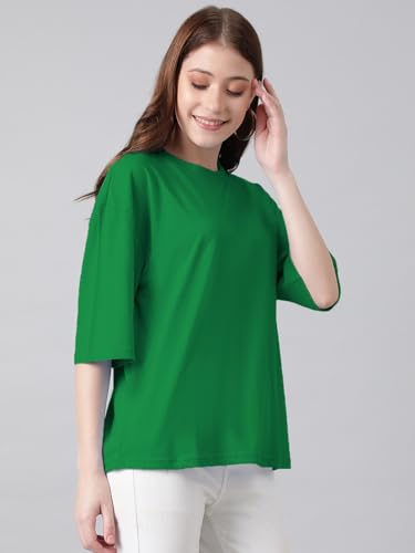 Image of KOTTY Women's Cotton Blend Solid Oversized T-Shirts
