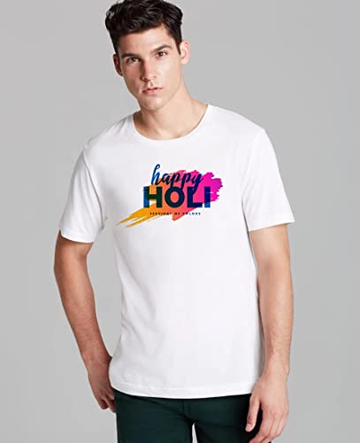 Image of Decor Production Men's /Women's Regular Fit -Colourful - Holi Tshirt Shirt for Men /Women Printed Round Neck Tshirt || Mens /Womens Tshirts Polycotton Half Sleeve