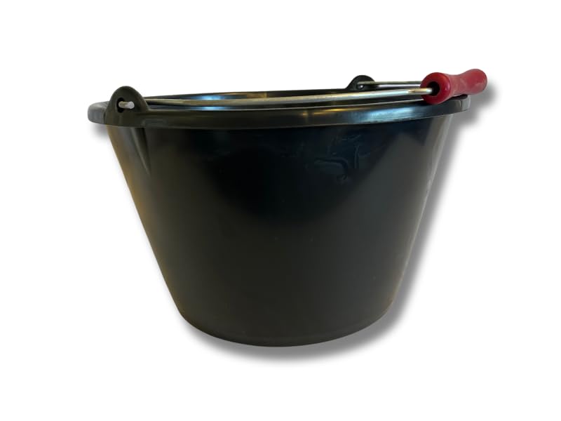 Kibros Lot 6 seaux à veau plastique noir 15L anse métal zingué