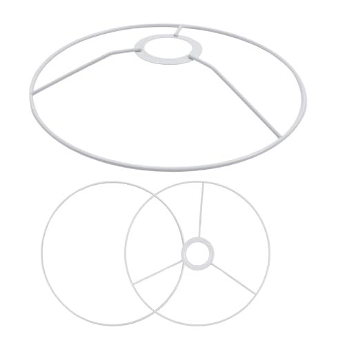 Image of KUMGROT 9.84 Inch Iron Drum Lamp Shade Ring Frame, 3 Set White DIY Lampshade Holder with Harp Fitter, Metal Wire Frame for Table Floor Pendant Lamp, Ideal for Bedroom Living Room Home Decor