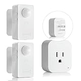 RAYZEEK Wireless Motion Sensor Control Outlet with Light Sensor,No WiFi/No APP, 2 PIR Sensor Switch Control 1 Plug for Christmas Tree Lights,Fans,Household Appliances,10A/1100W