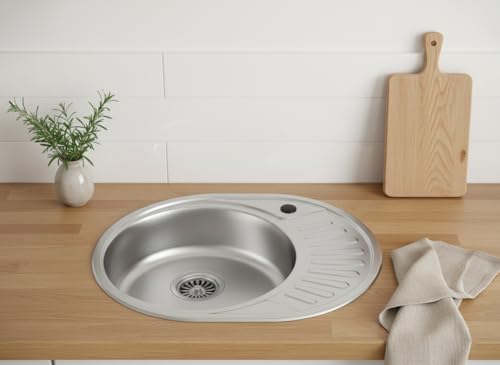 Edelstahl Einbauspüle & Spülbecken – moderne Küchenspüle mit robustem Waschbecken, Siphon und Ausgussbecken, langlebiges Design (57x45x16)