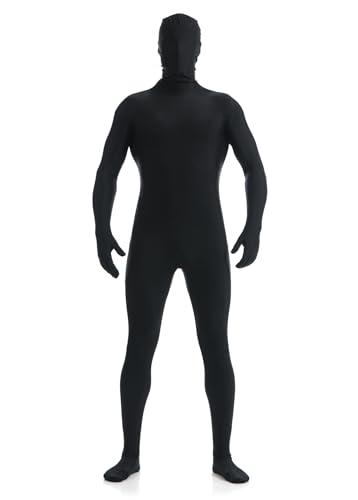 ATHX Men's and Women's Spandex Bodysuit Costume Stretchy Onesie Adult Halloween Cosplay Full BodySuit Zentai Suit Jumpsuit (Black, Large)