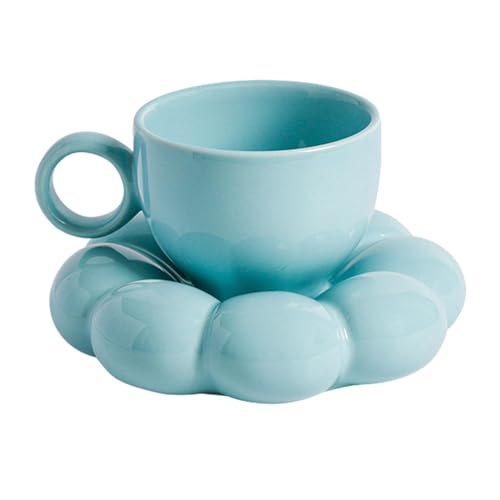 Samuliy Bonita taza de café de cerámica, juego de platillos de cerámica, taza de té de girasol, platillo floral de cerámica para chocolate caliente