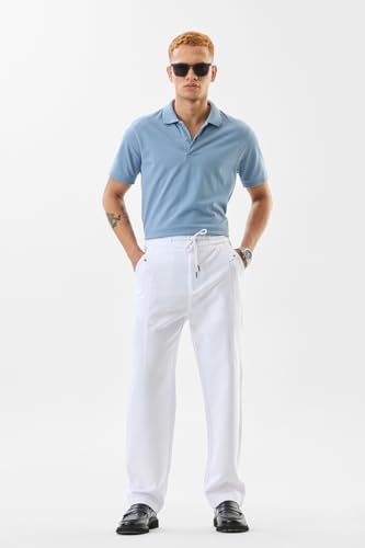 Image of SNITCH Men Chinos | Slim Fit Mid Rise Solid Pattern | Cotton Blend with Medium Stretch & Smooth Texture | Button & Zip Closure for Casual & Street Wear