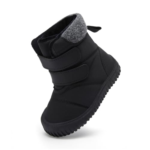 BMCiTYBM Baby Snow Winter Boots Boys Girls Shoes Double Strap Non Slip First Walking Infant 6 9 12 18 24 Months Black Size 6-12 Months Infant