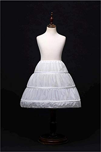 Girls 3 Hoops Petticoat Half Slip Flower Girl Crinoline Skirt 2-12 Years White4