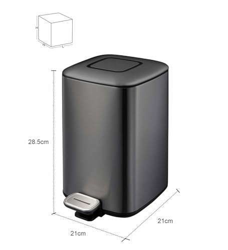 Image of Obsessions Step Dustbin with Fingerprint Resistant, 6 Liters, Black Steel