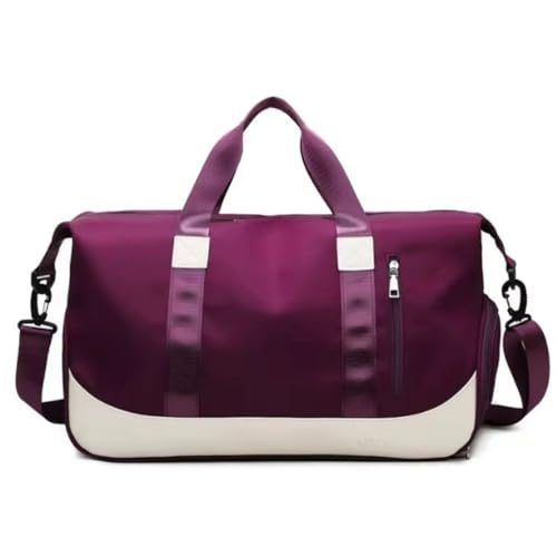 Bolsa Mala de Viagem Grande Feminina com Divisórias, Encaixe para Mala, Alça Transversal Ajustável, Bolso com Zíper, Ideal para Academia, Trabalho e Viagens Curtas(Roxo)