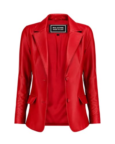 Image of Jild Classic Style Leather Blazer Women - Casual Coat Leather Jacket Women