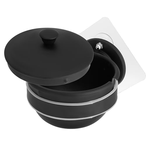 DODAMOUR Posacenere da parete con coperchio, posacenere per fumatori in acciaio inox, per interni, antivento, per bagno, soggiorno, hotel, scomparto (nero)