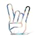 ERREINGE Autocollant pré-espacé holographique irisé 35 cm – Corna Shocker Rock Hand – Autocollant mural en vinyle pour ordinateur portable, voiture, moto, camping-car.