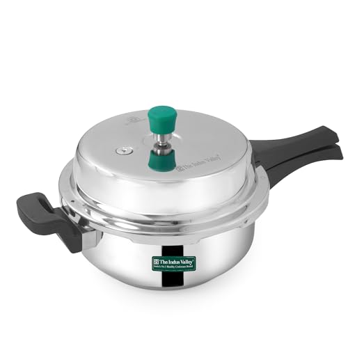 Image of The Indus Valley Stainless Steel Pressure Cooker 5Litres / Pressure Pan (Outer Lid) | Induction Friendly | Gas Compatible | Can Be Used as Frying Pan | ISI Certified | 3 Years Warranty