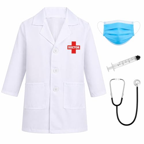 Image of Raj Costume Doctor Costume for Kids Lab Coat Doctor Coat for Kids School Career Day Scientists Doctor Dress Up for Kids Stage Shows