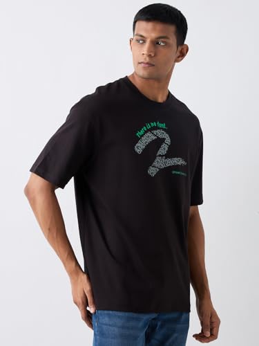 Image of Spykar Men's Oversized Round Neck Half Sleeve Solid Casual T-Shirt