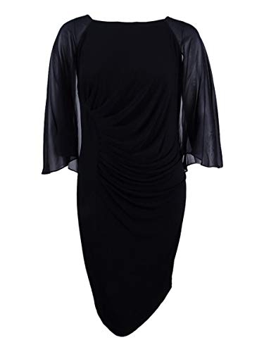 Calvin Klein Women's Plus Size Chiffon Capelet Dress (20W, Black)