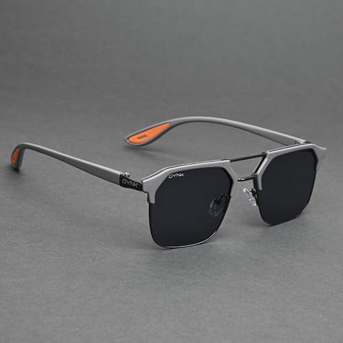 Image of GYNK Square Frame Sunglasses for Men | Premium Metal Frame Sunglasses | Fashion Eyewear for Driving, Travel, Riding, Outdoor Activities, Beach & Daily Wear