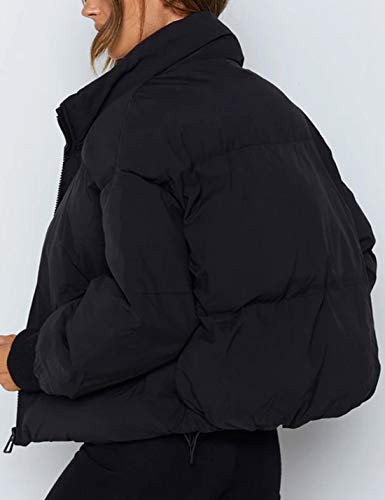 Tanming Women's Full Zip Puffer Jacket Padded Quilted Lightweight Jacket Bubble Coat（Black-Xs） #TOP1
