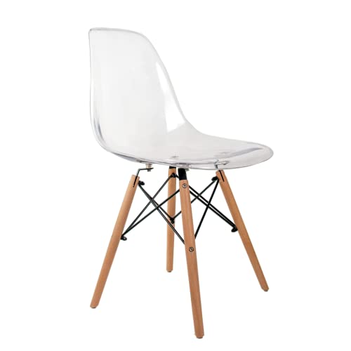Cadeira Eames Transparente - Base Madeira Natural