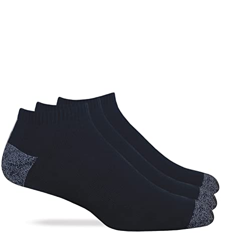 Carolina Ultimate Mens Cotton Full Cushion Low Cut Socks 3 Pair Pack (US, Alpha, X-Large, Regular, Regular, Black)