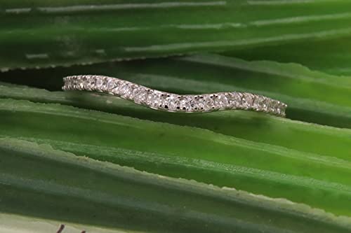 Dazzlingrock Collection 0.20 Carat (ctw) Round White Diamond Ladies Anniversary Contour Wedding Band 1/5 CT, Sterling Silver3