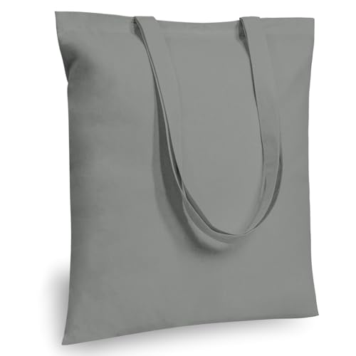 Image of TOPDesign 24-Pack Economical 16 inchx15 inch Light Grey Cotton Tote Bags, Lightweight Medium Reusable Grocery Shopping Cloth Bags, Suitable for DIY, Advertising, Promotion, Gift, Activity