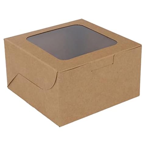 EDATOFLY 50 Piezas Caja de Papel Kraft Marrón con Ventana Transparente Cover