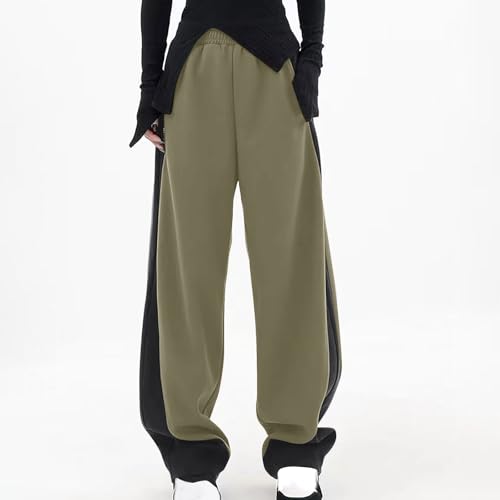 Image of Womens Wide Leg Stretchy Sweatpants High Elastic Waist Color Block Palazzo Pants Stylish Trousers