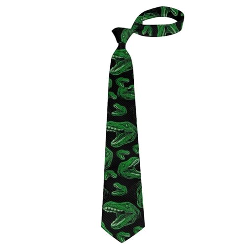 ACCXECTGGV Formal Business Necktie Green Dinosaurs Pre-Tied Adjustable Tie Wedding Luxury Neckties Classic Men's Neck Ties