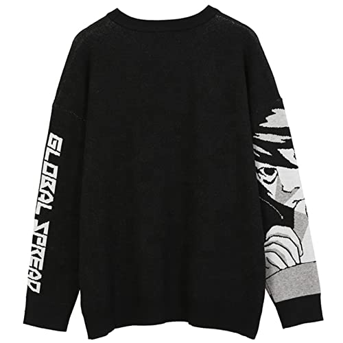Pulôver de personagem de anime para menina estampado manga longa oversize tricotado suéter unissex p