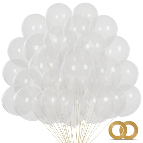 Image of Clear Balloons 110Pcs, 5 Inch Small Latex Party Balloons, Mini Thick Clear Birthday Balloons for Birthday Wedding Baby Showe Decorations.