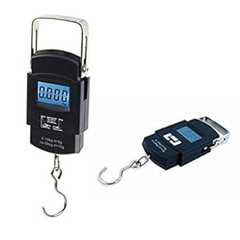 REXBURG Digital Heavy Duty Portabe Hook Type with Temp Weighing Scale, 50 Kg, (Black-1Pc)