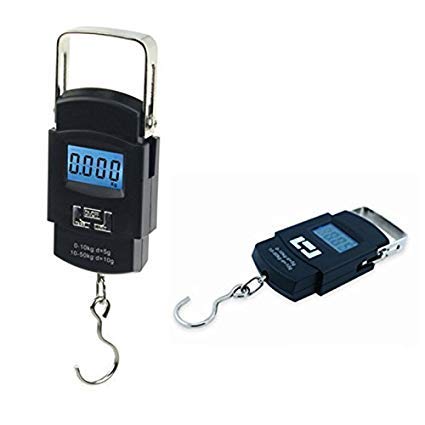 REXBURG Digital Heavy Duty Portabe Hook Type with Temp Weighing Scale, 50 Kg, (Black-1Pc)