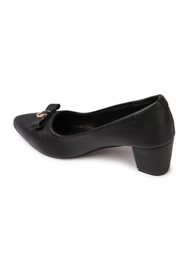Image of Carlton London Women's Block Heel Round Toe Pumps - Elegant, Comfortable, and Stylish for Office, Casual and Semi-Formal Use